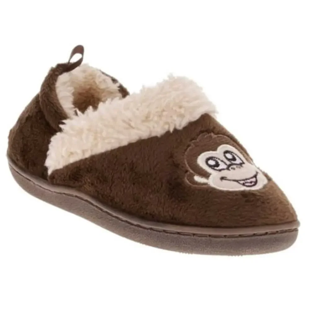 Kids Brown Slipper Fur Loafers Sz M 7/8